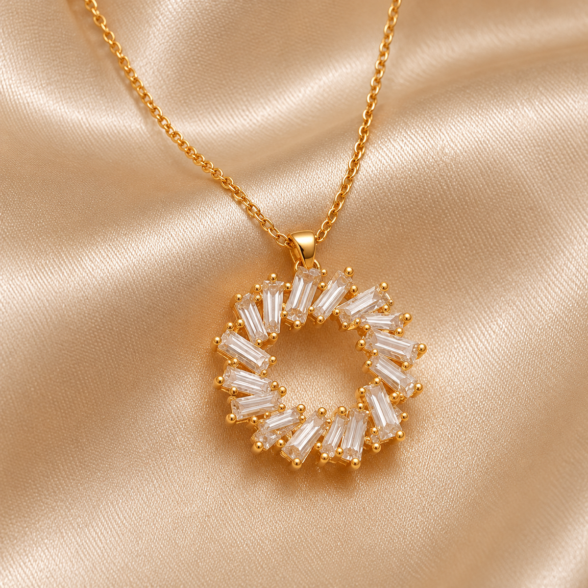Luxury Gold Crystal Wreath Necklace & Earrings Set