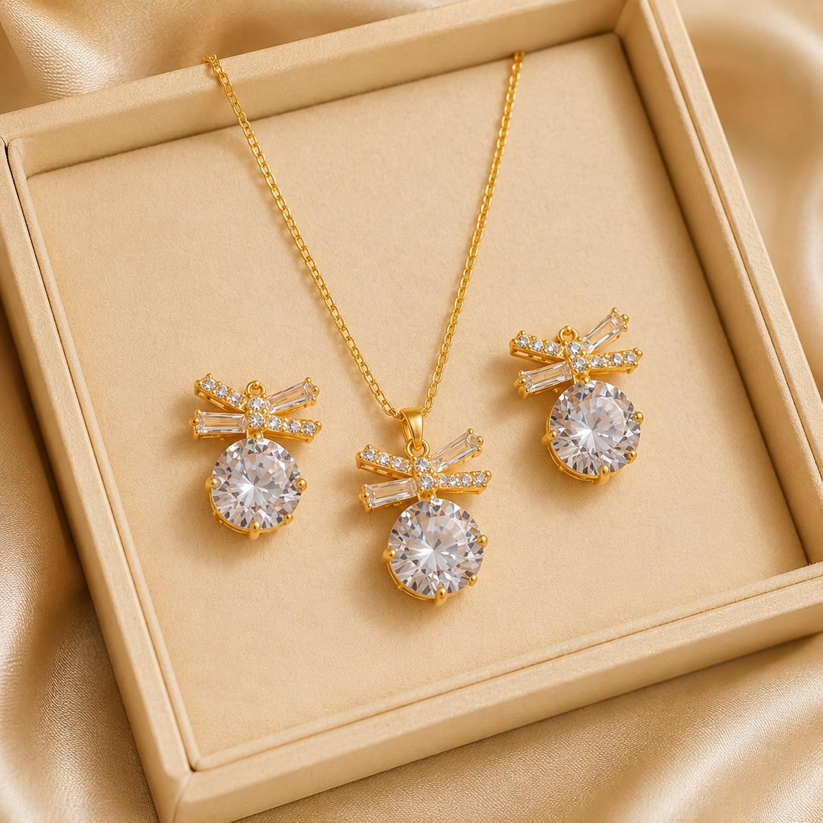 Luxury Bow Crystal Jewelry Set