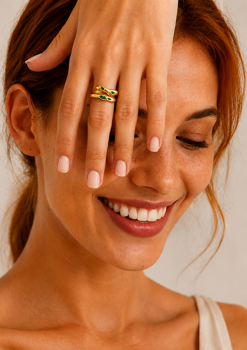 Emerald Snake Ring