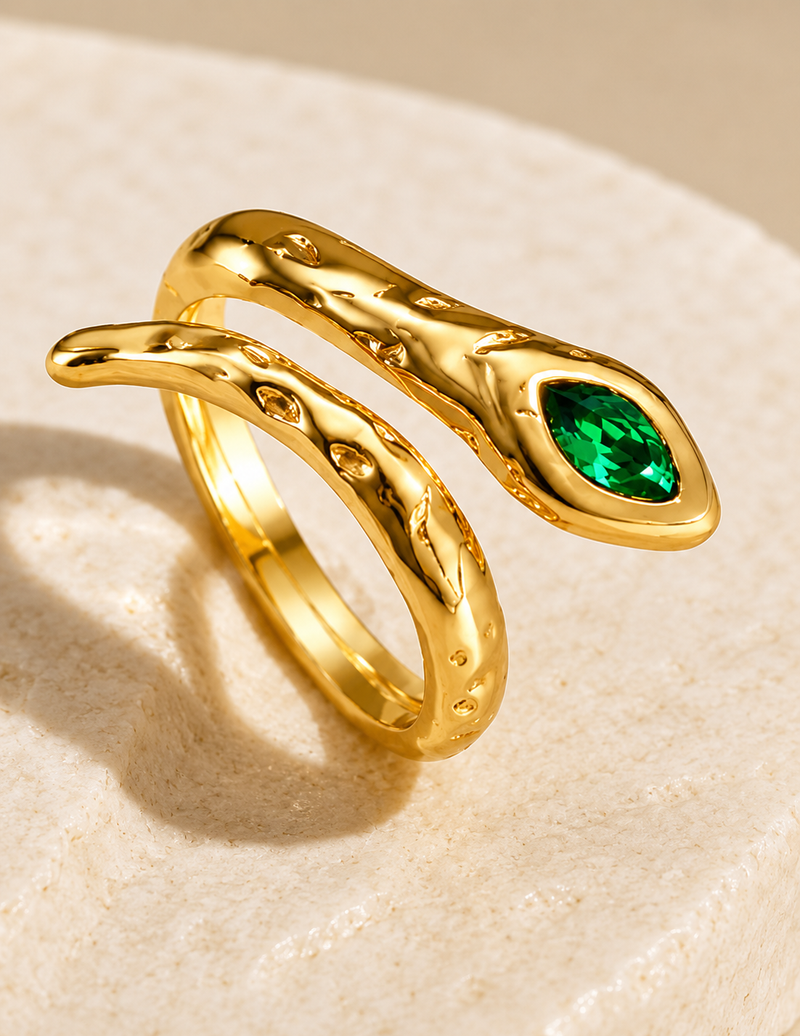 Emerald Snake Ring