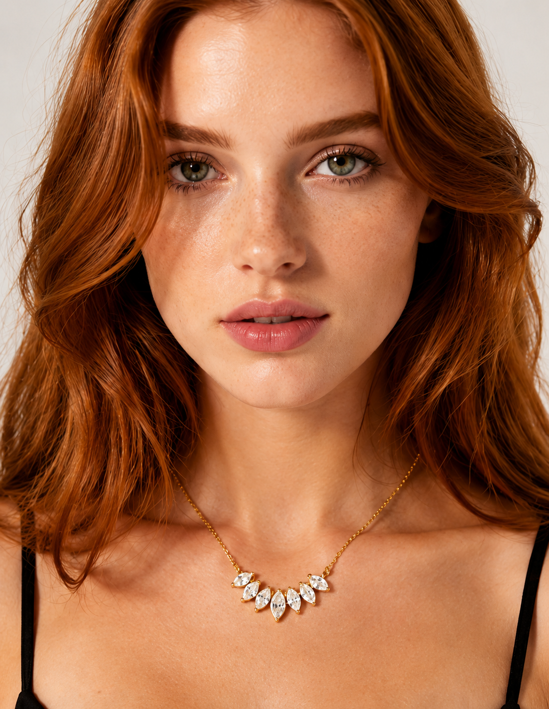 Crystal Leaf Gold Necklace